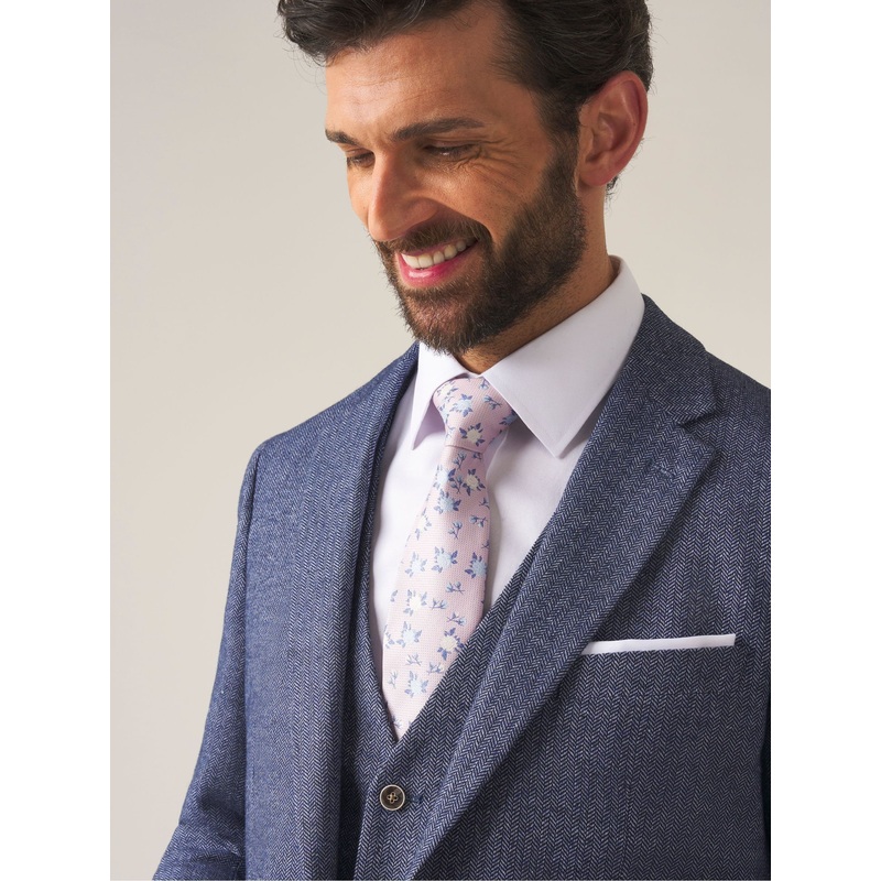 Skopes Blue Single Breasted Jude Tweed Tailored Fit Suit Jacket