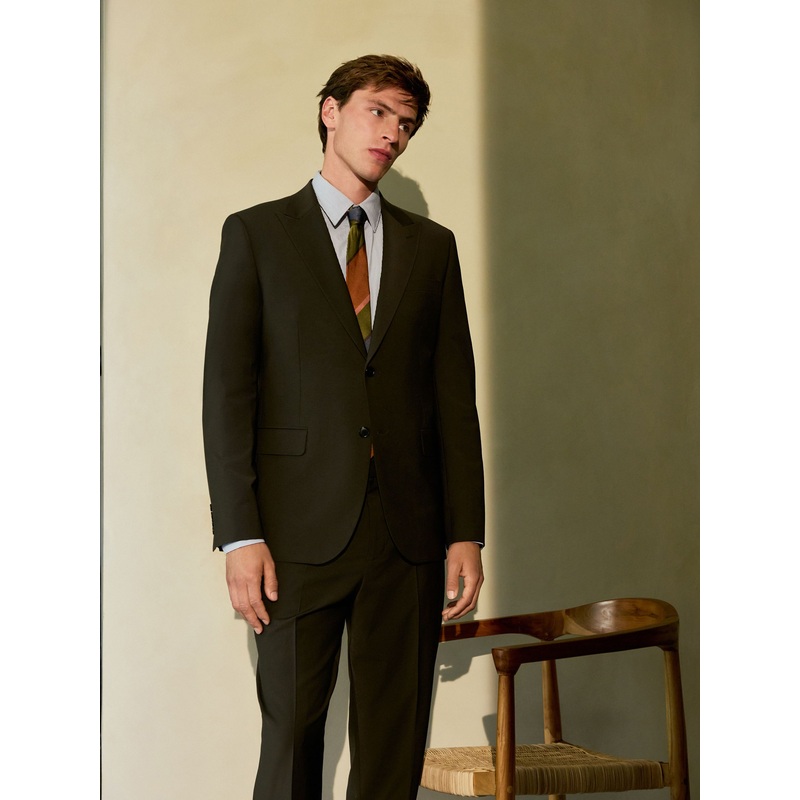Green Slim Fit Motion Flex Wool Blend Suit Jacket