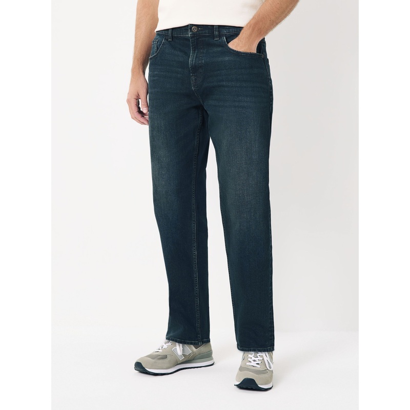 Blue Dark Washed Regular Tapered Fit Classic Stretch Jeans