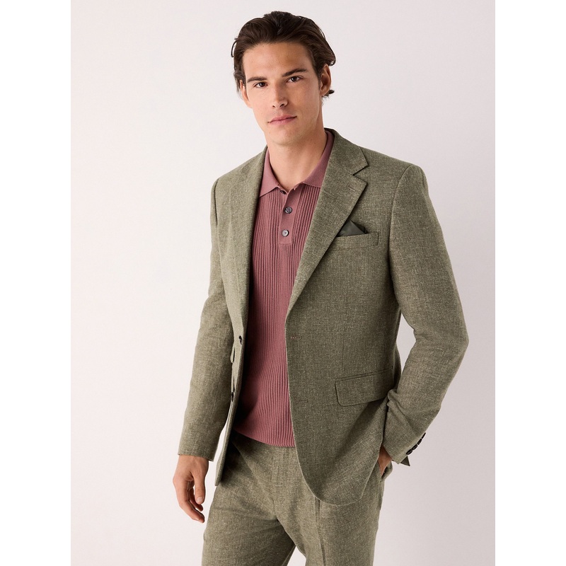 Green Slim Fit Linen Blend Suit Jacket