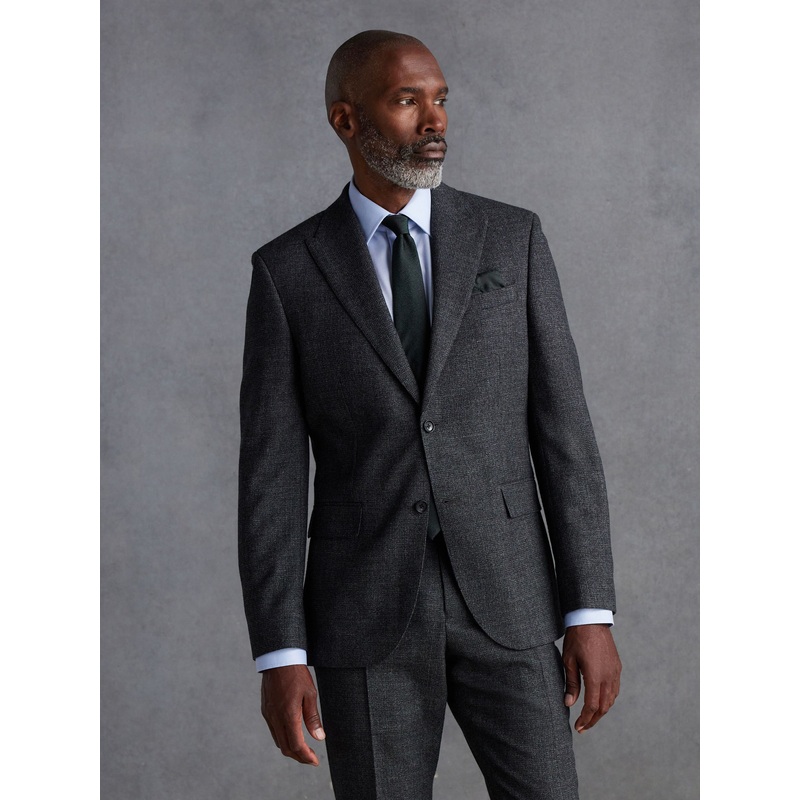 Grey Slim Fit Signature TG Di Fabio Italian Fabric Textured Suit Jacket