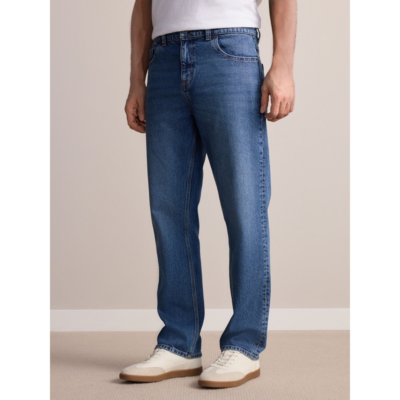 Mid Blue Straight Fit Signature Soft Touch Denim Jeans