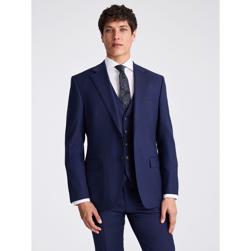 MOSS Navy Tailored Fit Twill Suit Jacket