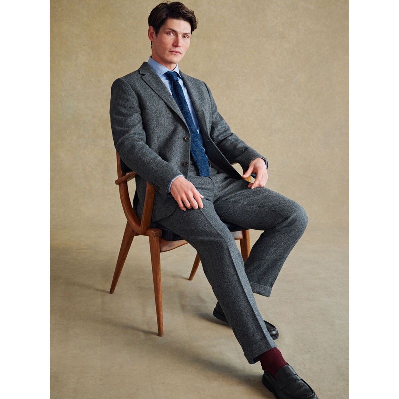 Barbour Grey Herringbone Slim Fit Suit Jacket