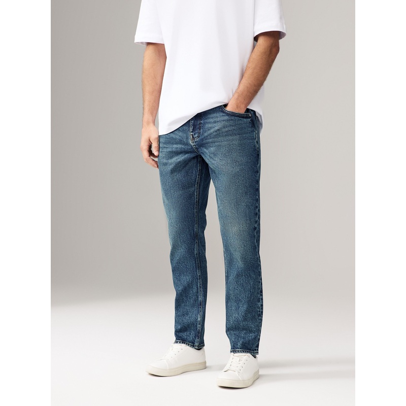 Blue Slim Fit Vintage Wash Denim Jeans