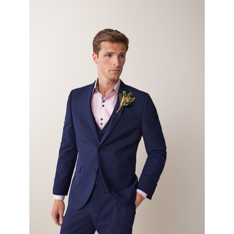 Bright Blue Tailored Fit Two Button Suit Jacket