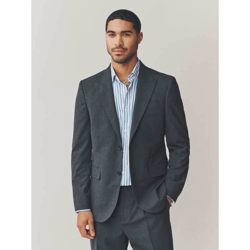 Grey Regular Fit Texture Motionflex Stretch Suit Jacket