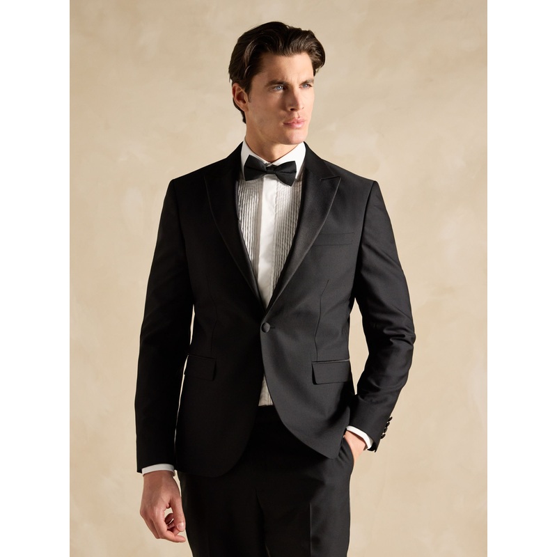 Joules Black Slim Fit Tuxedo Suit Jacket