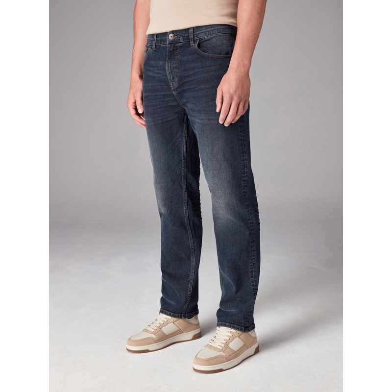 Blue Dark Single Straight Fit Classic Stretch Jeans