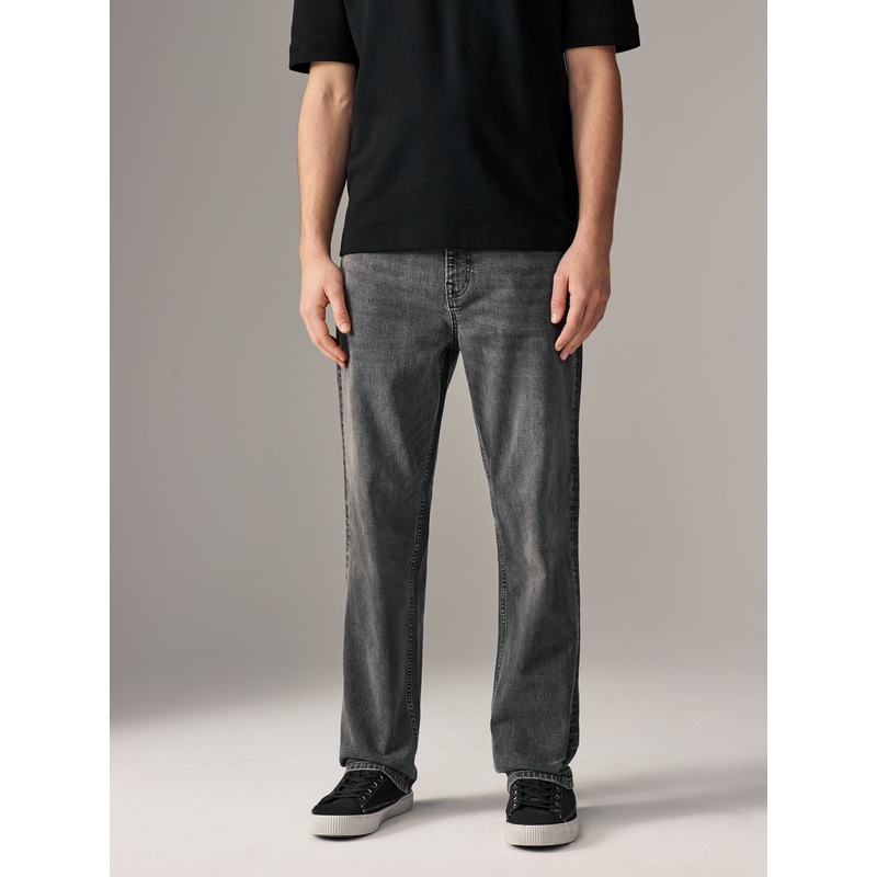 Grey Vintage Single Straight Fit Classic Stretch Jeans