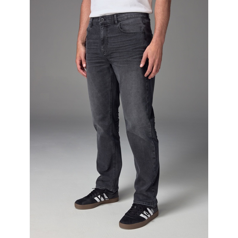 Grey Washed Straight Fit Straight Fit Essential Stretch Jeans