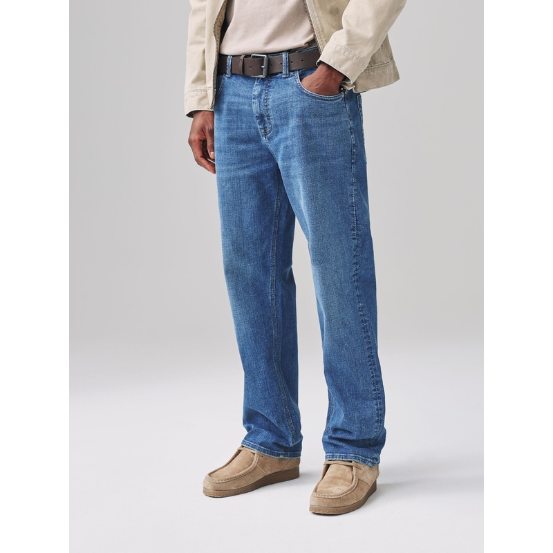 Light Blue Straight Fit Signature Belted Jeans