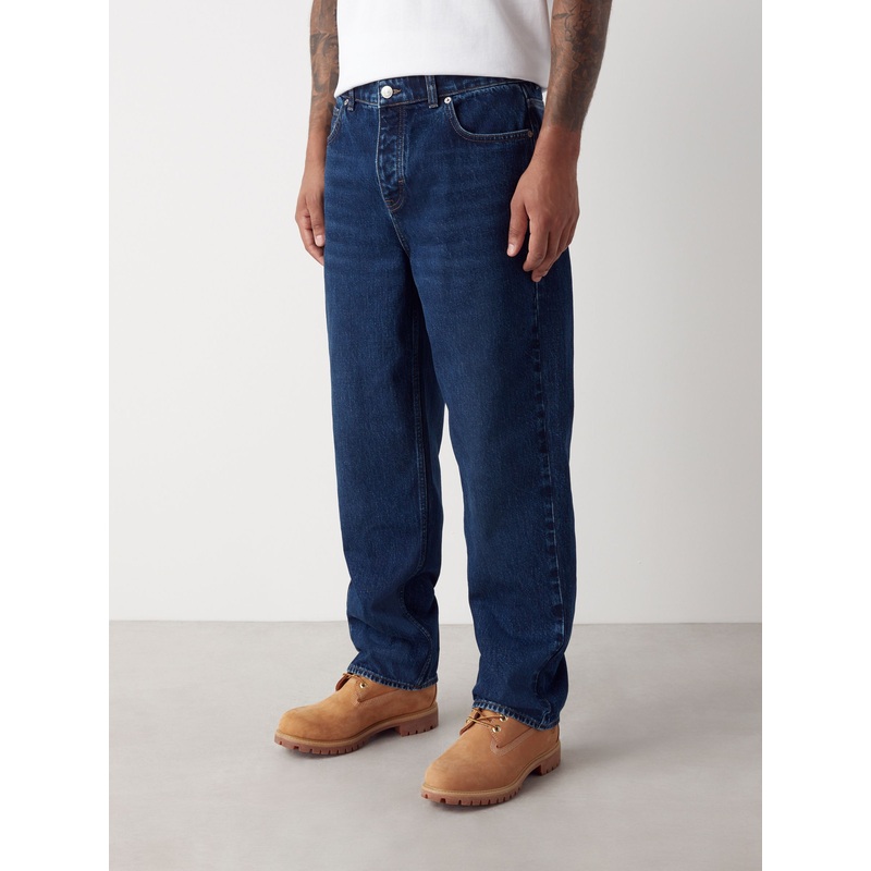 Blue Classic Vintage Relaxed Fit Vintage Wash Denim Jeans