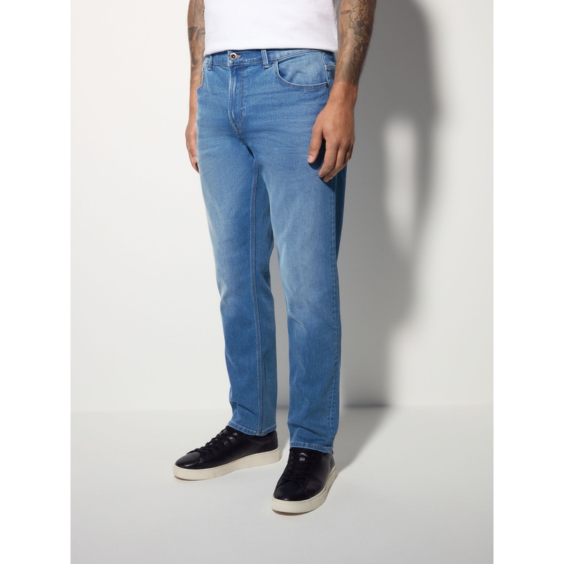 Blue Regular Tapered Fit Authentic Stretch Denim Jeans
