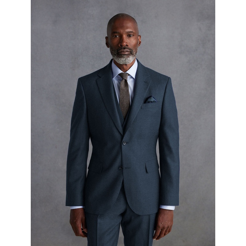 Blue Slim Fit Signature Zignone Italian Wool Cashmere Blend Flannel Suit Jacket