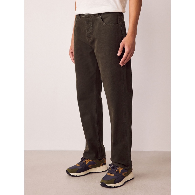 Brown Straight Fit Canvas Denim Jeans
