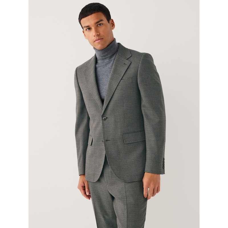 Charcoal Grey Slim Fit Puppytooth Wool Blend Suit Jacket