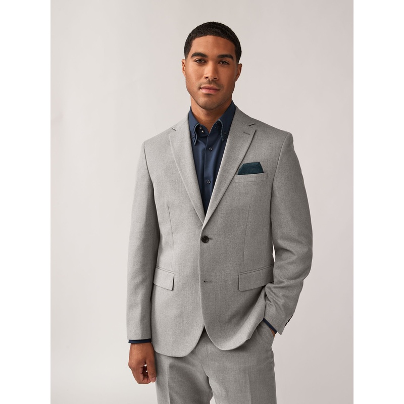 Grey Regular Fit Textured Suit Jacket