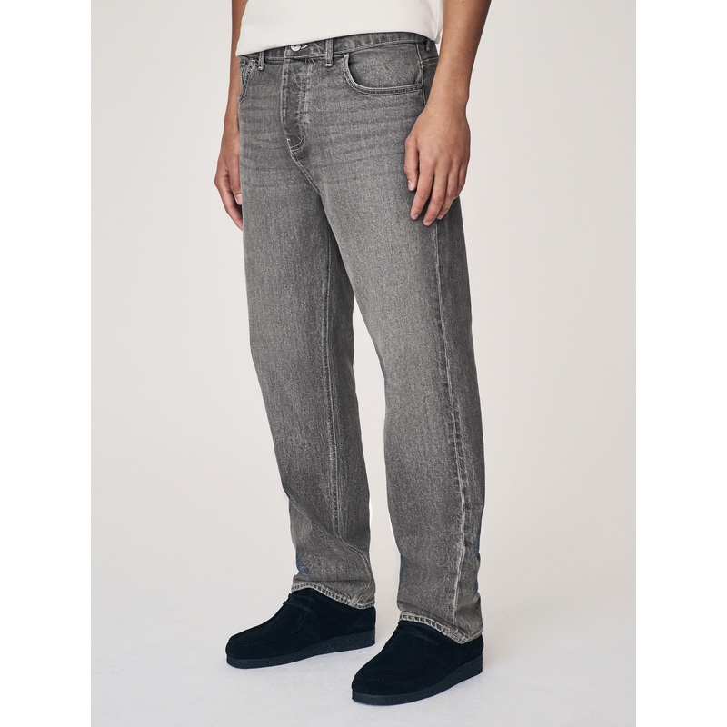 Grey Straight Fit Vintage Wash Denim Jeans