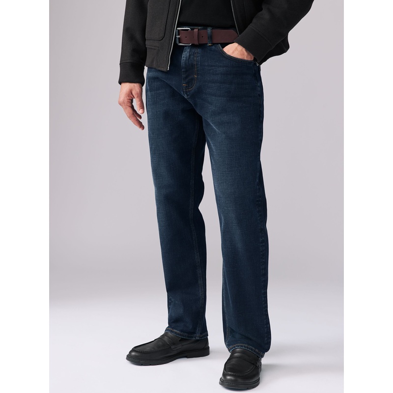 Ink Blue Straight Fit Signature Belted Jeans
