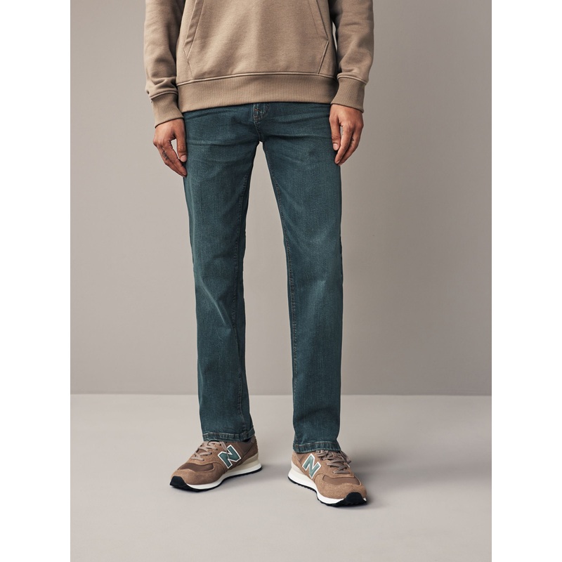 Mid Tint Straight Fit Authentic Stretch Denim Jeans