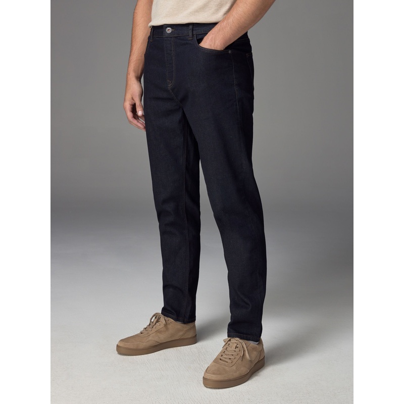 Blue Indigo Rinse Regular Tapered Fit Classic Stretch Jeans