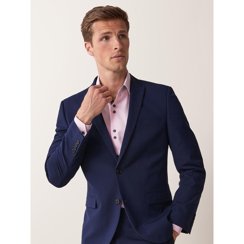 Bright Blue Regular Fit Two Button Suit Jacket