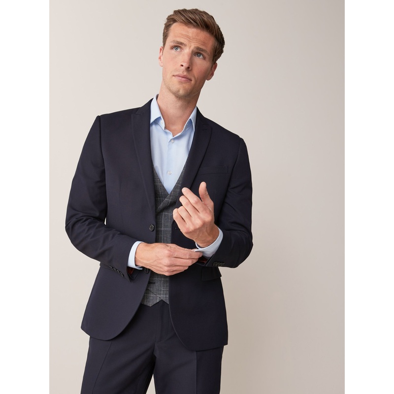 Navy Blue Regular Fit Two Button Suit Jacket