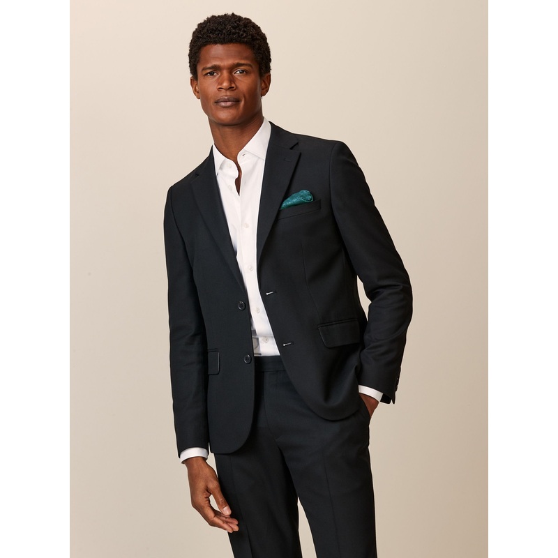 Black Skinny Fit Textured Suit Jacket