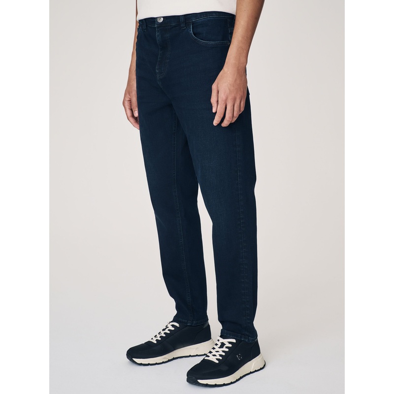 Blue Dark Ink Regular Tapered Fit Vintage Wash Denim Jeans