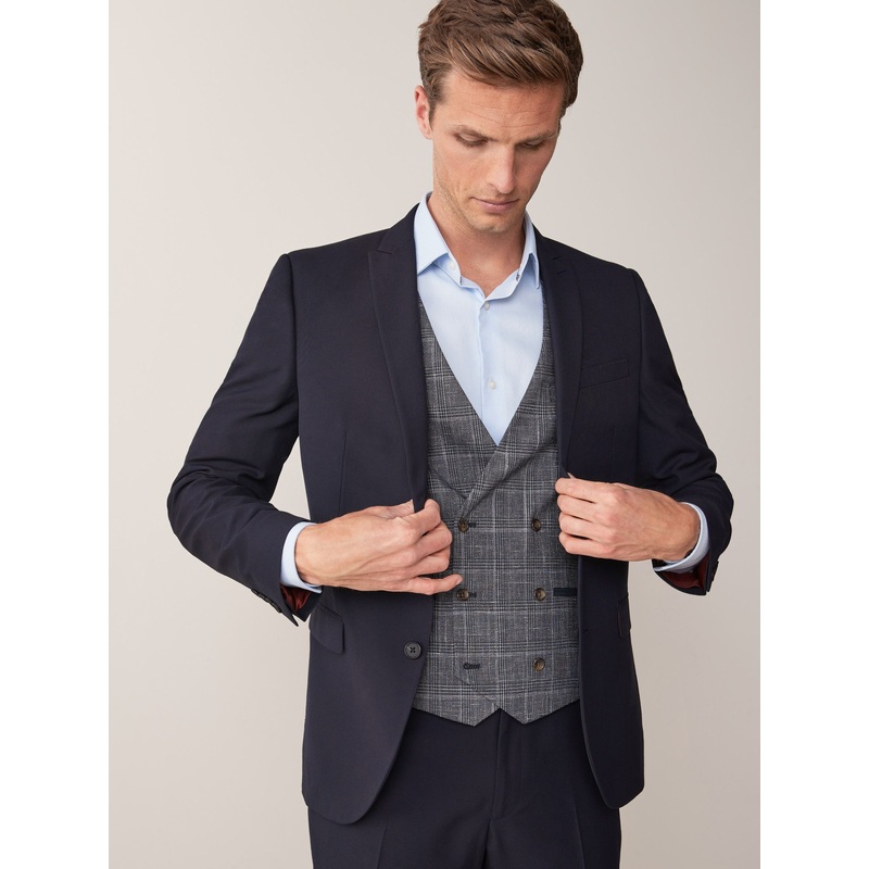 Navy Blue Tailored Fit Two Button Suit Jacket