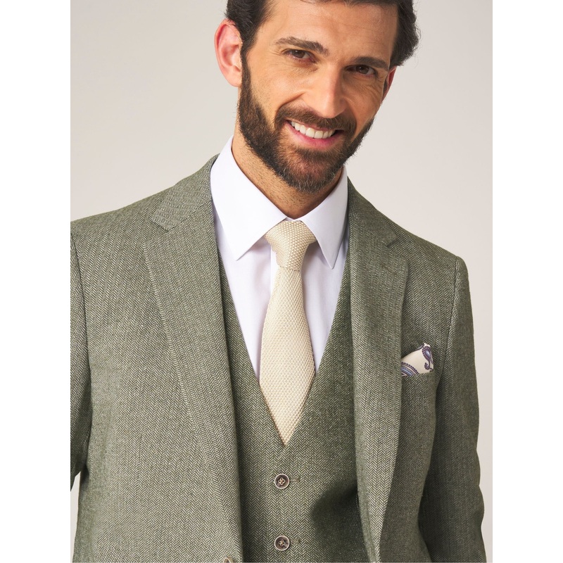 Skopes Green Single Breasted Jude Tweed Tailored Fit Suit Jacket