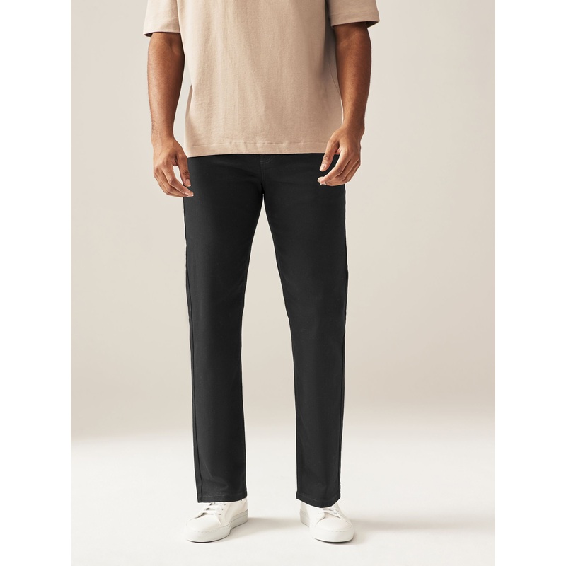 Black Solid Single Straight Fit Classic Stretch Jeans