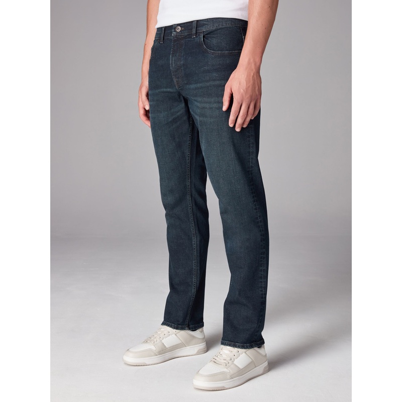 Blue Dark Washed Single Slim Fit Classic Stretch Jeans