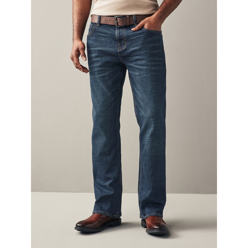 Blue Washed Bootcut Belted Authentic Jeans