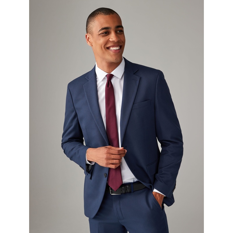 Bright Blue Regular Fit Textured Suit Jacket