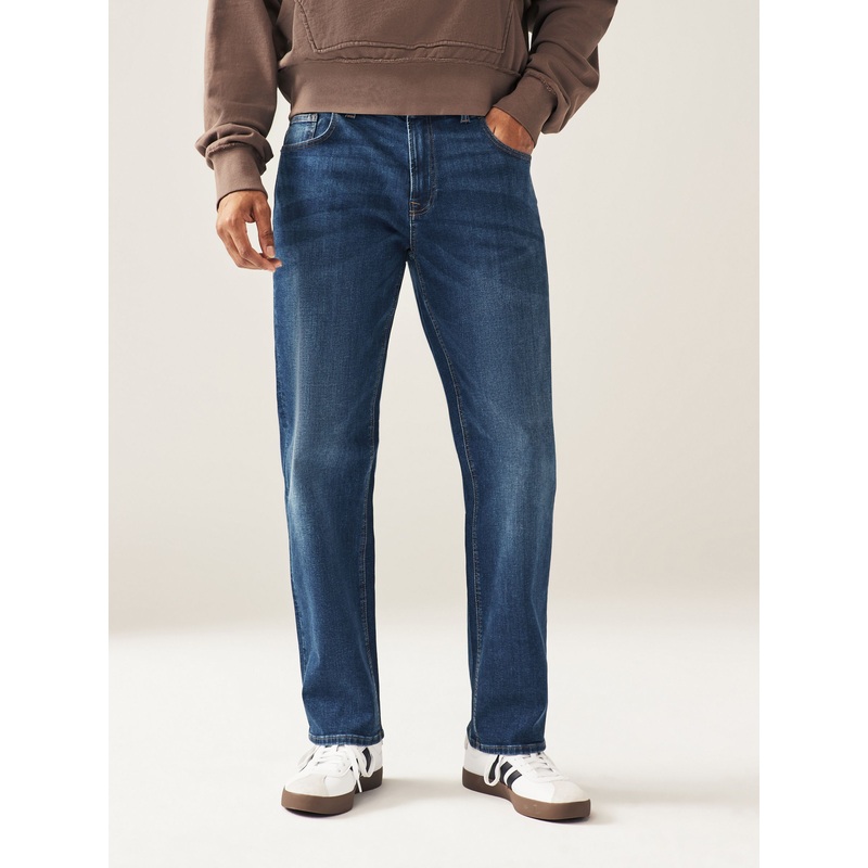 Mid Blue Classic Stretch Relaxed Fit Jeans