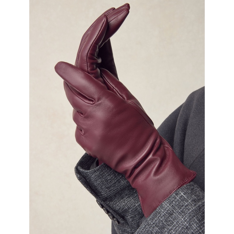 Berry Red Leather Gloves