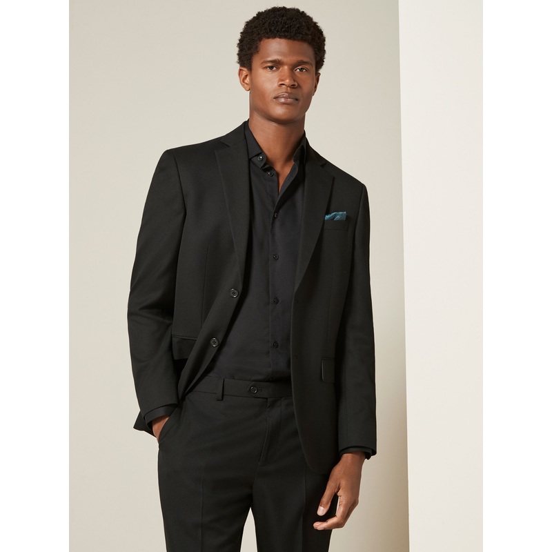 Black Regular Fit Textured Suit Jacket