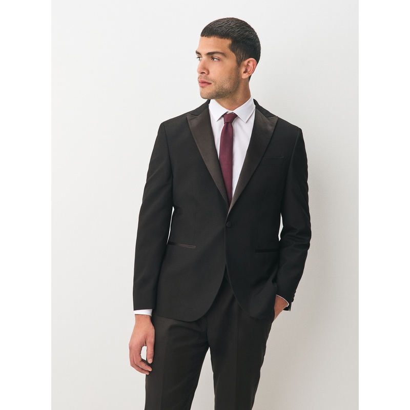 Black Regular Fit Tuxedo Suit Jacket