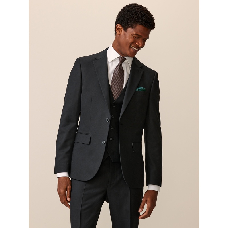 Black Slim Fit Textured Suit Jacket