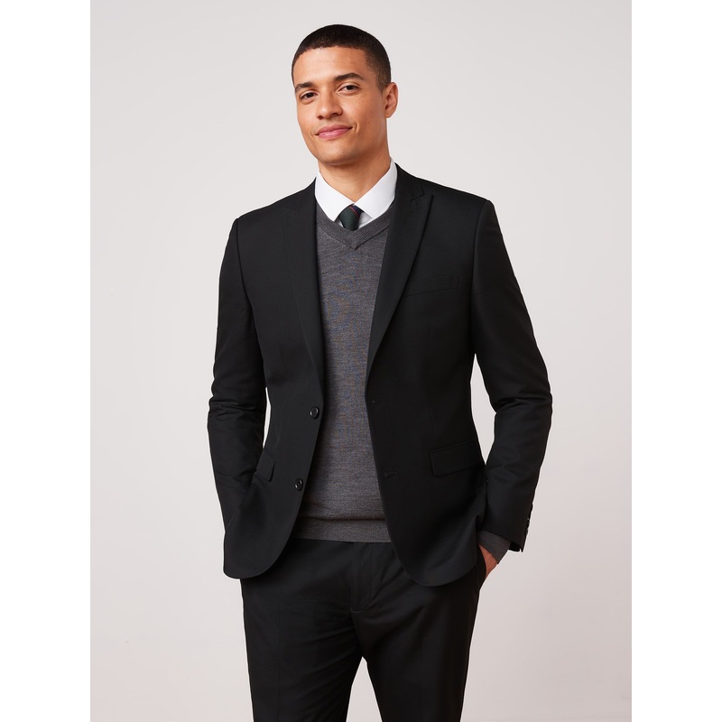 Black Slim Fit Two Button Suit Jacket