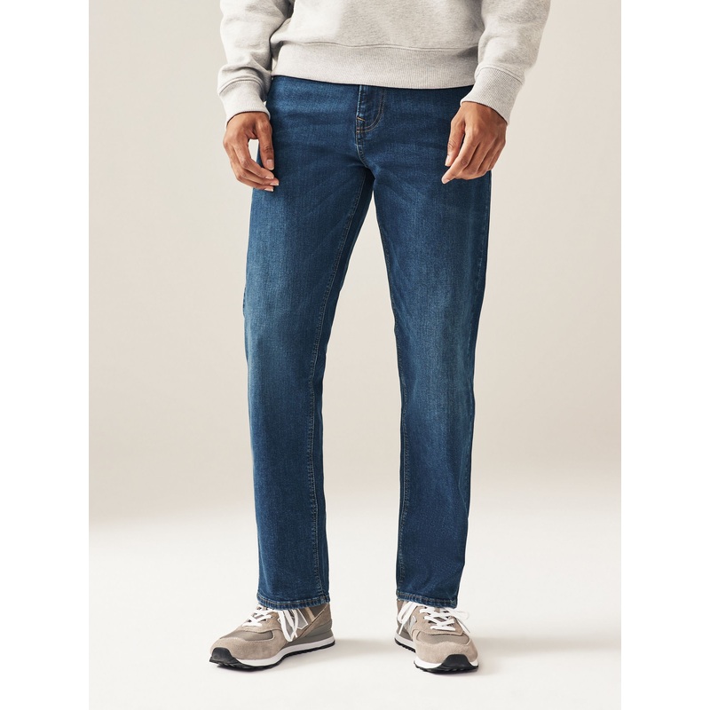 Blue Mid Single Straight Fit Classic Stretch Jeans