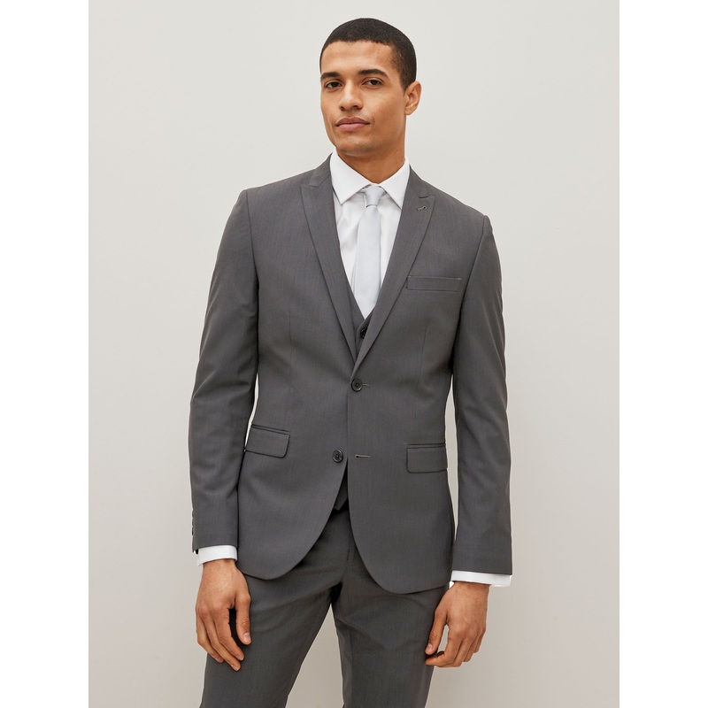 Charcoal Grey Slim Fit Two Button Suit Jacket