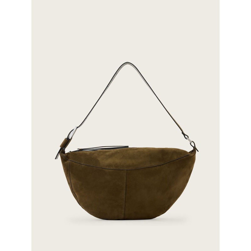 AllSaints Green Luna Suede Shoulder Bag
