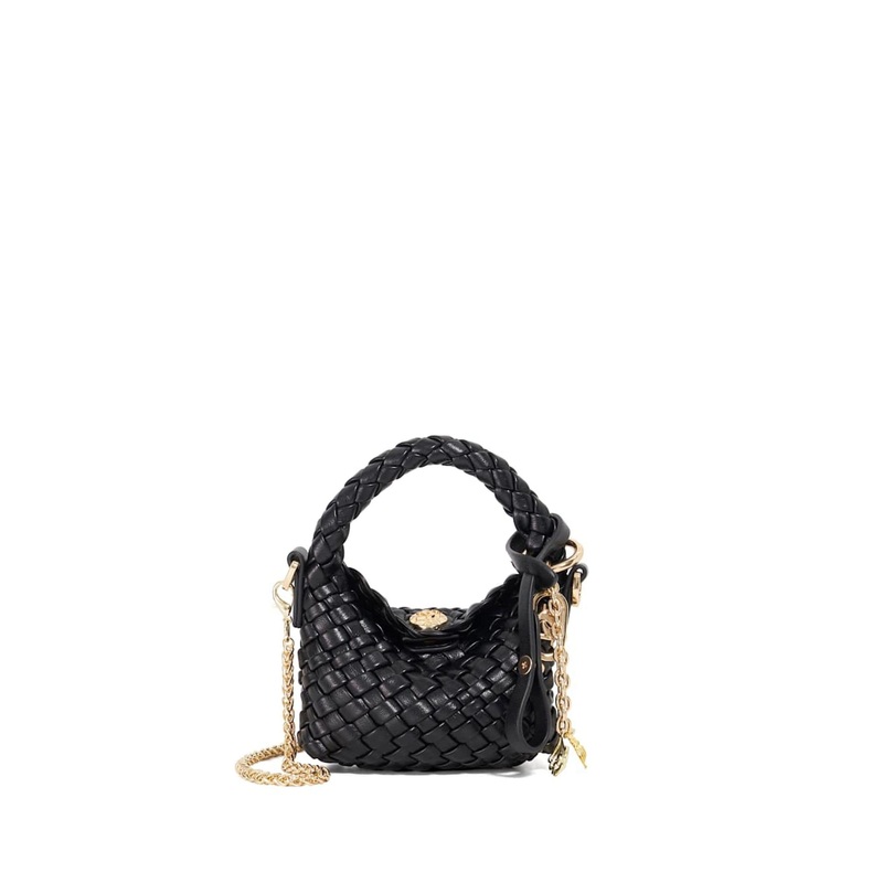 Dune London Black Small Deliberate Xs Extra Woven Charm Bag