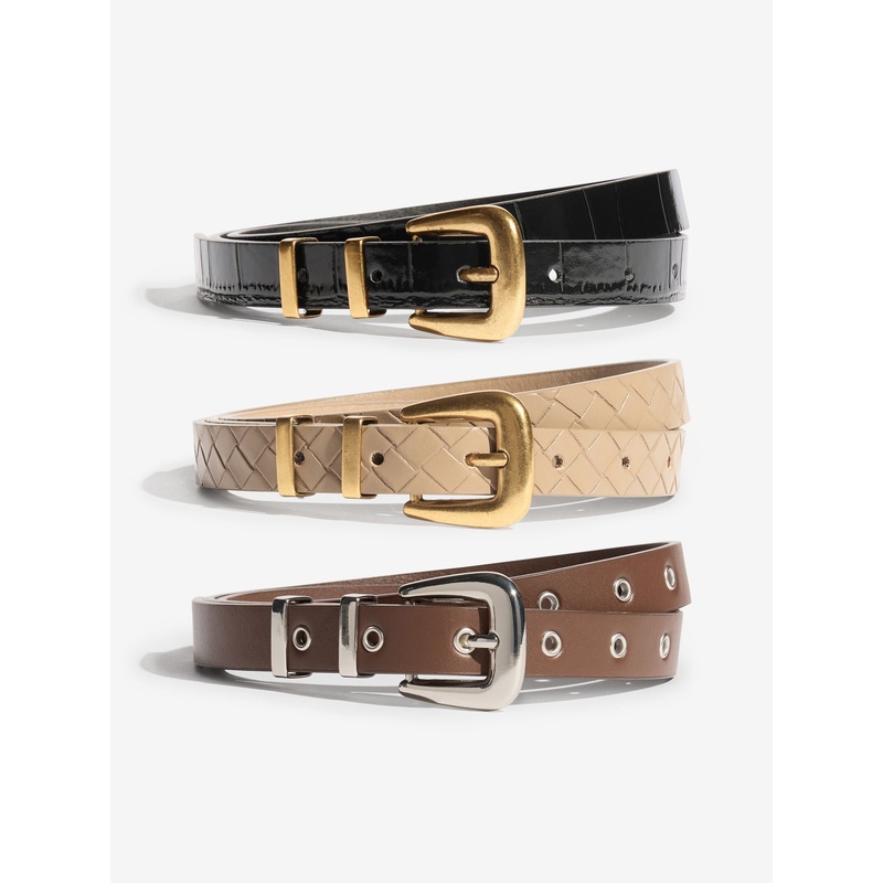 Friends Like These Olive, Choc and Black Skinny Belts 3 Pack