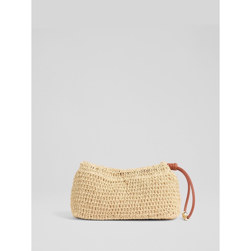 LK Bennett Natural Isita Paper Paper Braided Clutch Bag