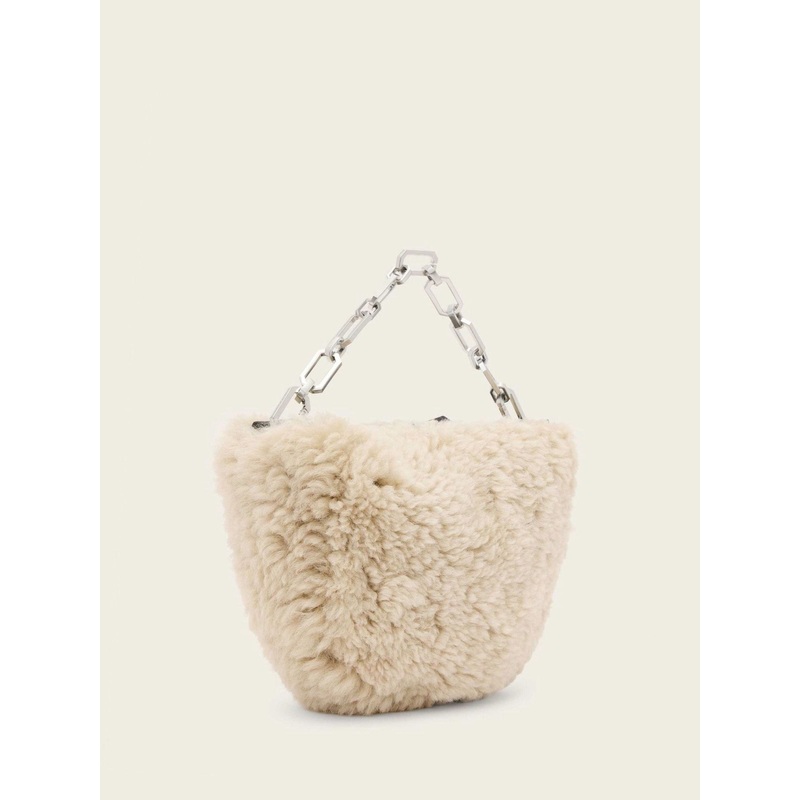 AllSaints Cream Madea Mini Shearling Bag