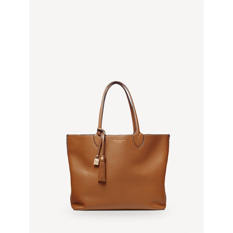 Aspinal of London Brown The Hudson Tote Pebble Leather Bag